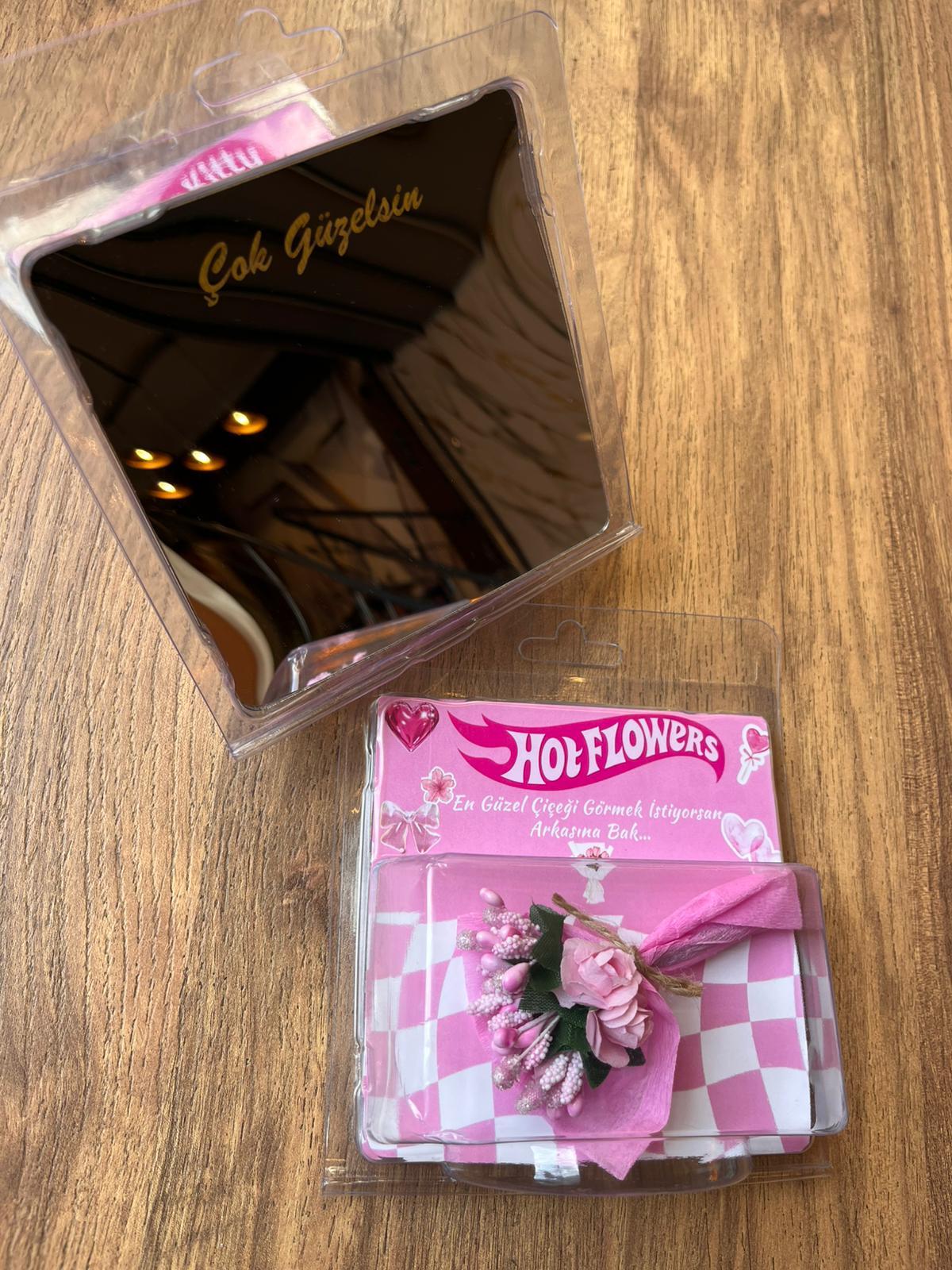 Pembe Kartlıklı Aynalı Hotflowers