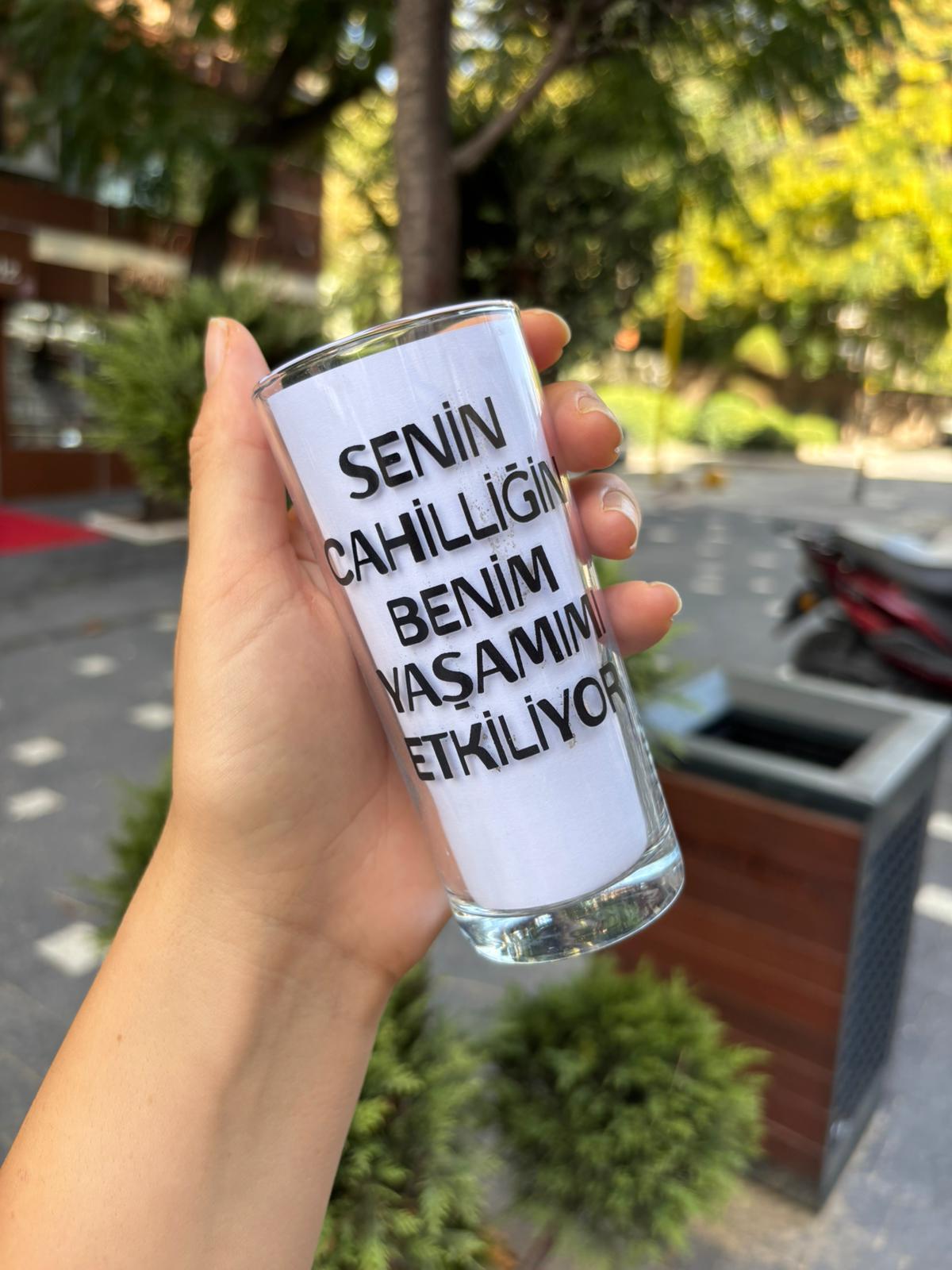 Senin Cahilliğin Benim Yaşamımı Etkiliyor Rakı Bardağı