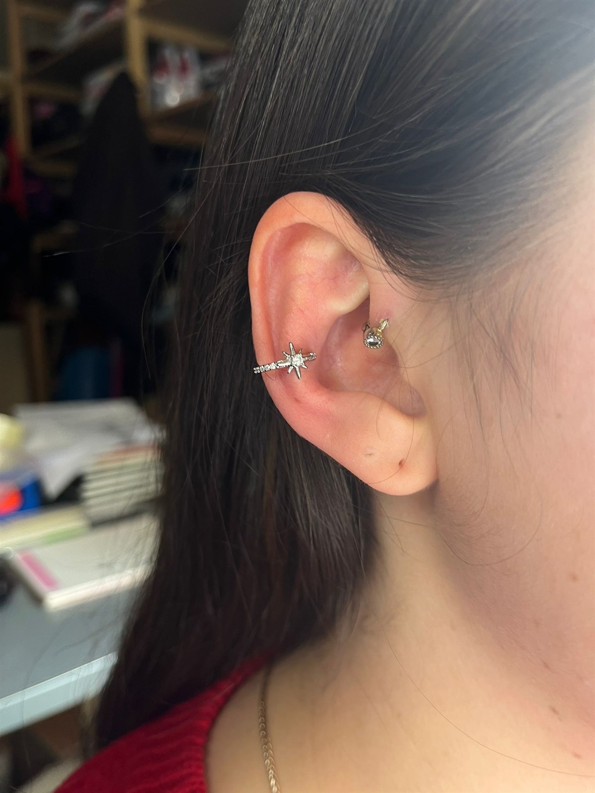 Sirius Yıldızı Detaylı Gri Renk Earcuff