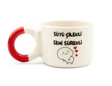Sütü Çilekli Seni Sürekli Düğüm Kulplu Kupa