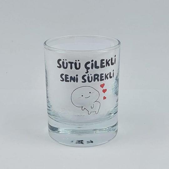 Sütü Çilekli Seni Sürekli - Shot Bardağı