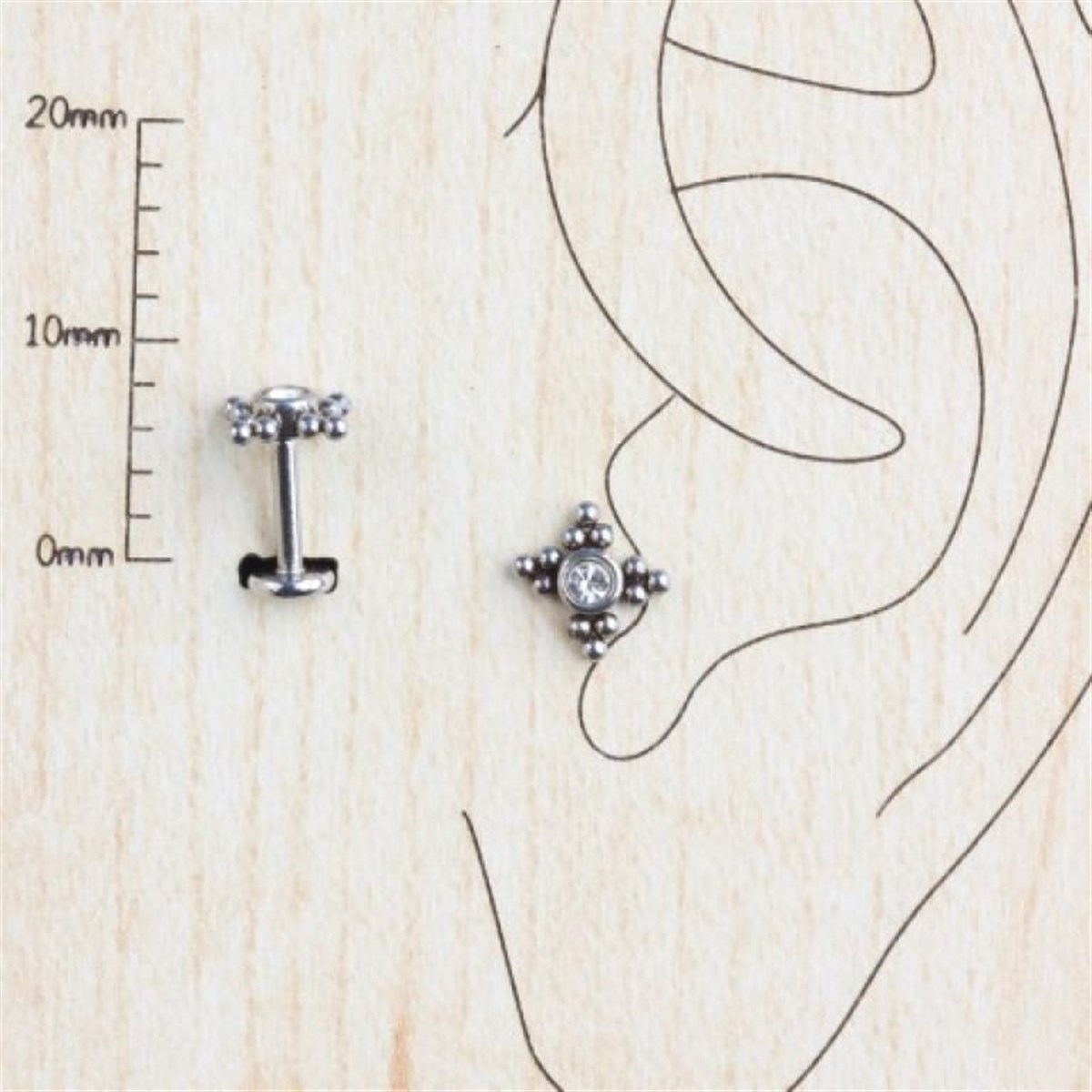 Tektaş Kuzey Yıldızı Zirkon Çelik Tragus Piercing