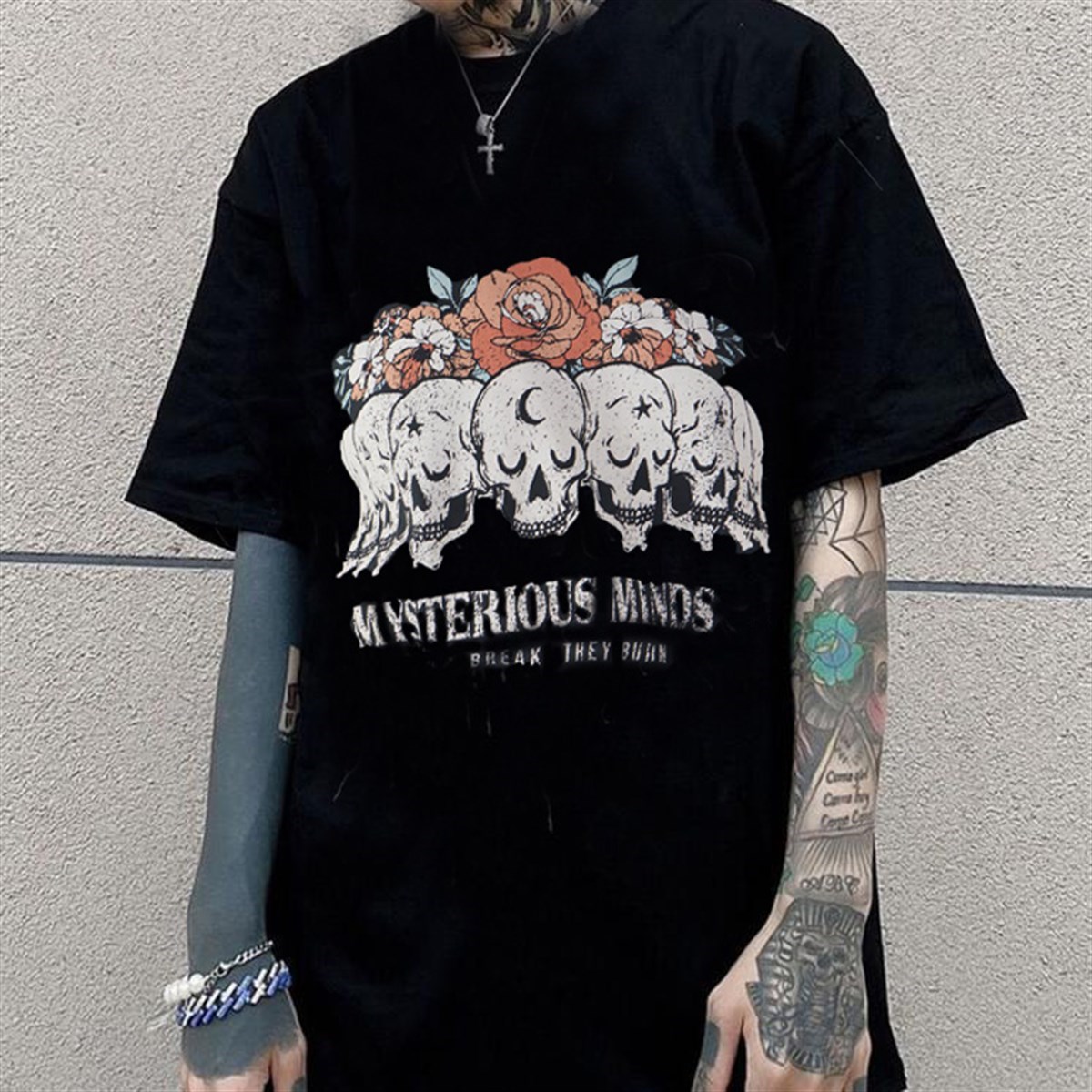 Touz Moda Gothic Mysterious Minds Unisex Oversize Kısa Kolu T-Shirt