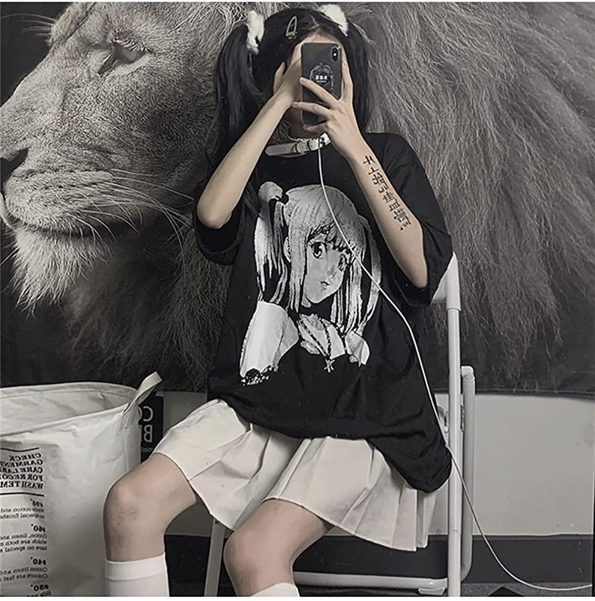 Touz Moda Harajuku Style Anime Death Note Misa Cosplay Kısa Kollu Oversize T Shirt