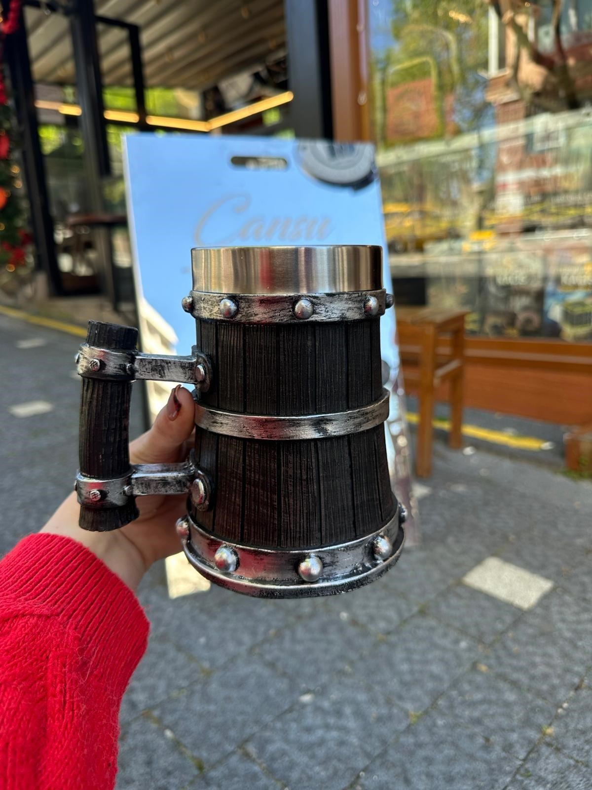Viking Antrasit Fıçı Tasarım Mug Kupa 