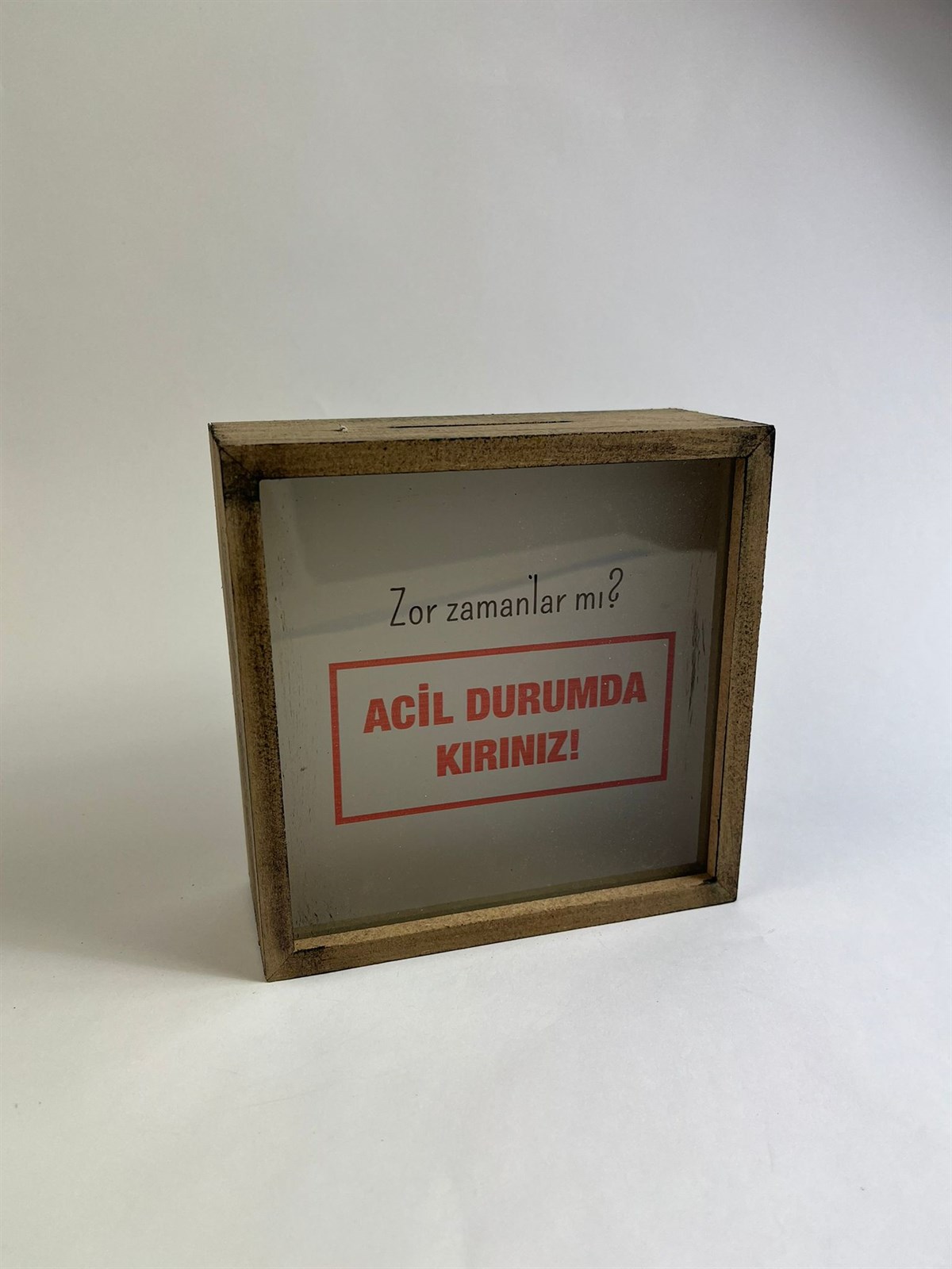 Zor Zamanlar Mı Acil Durumda Kırınız Çerçeveli Tasarım Kumbara