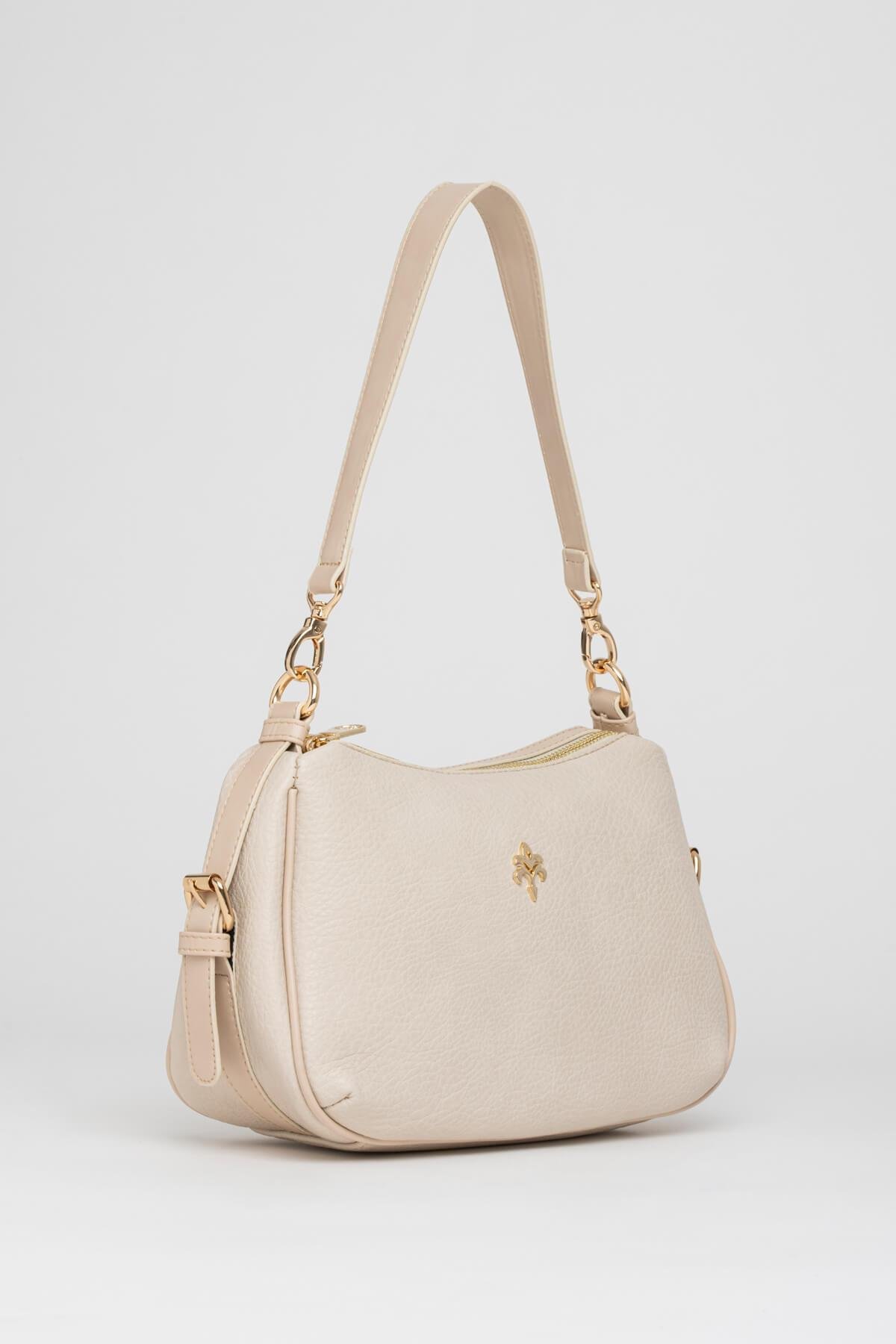 ゆり③ Kadın Deri Kahverengi Fermuarlı Omuz Çantası