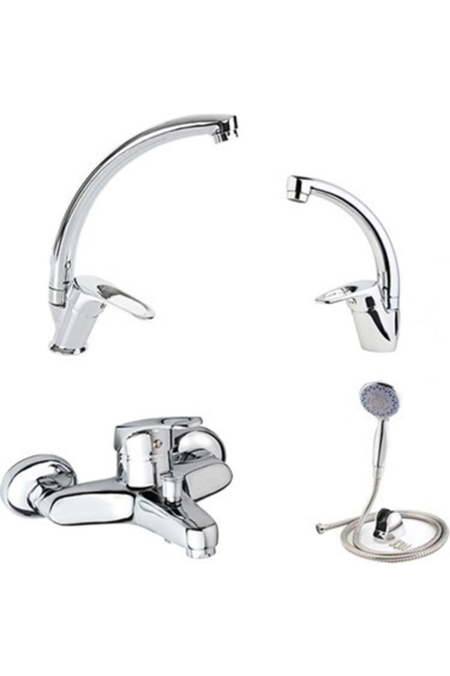 Yücel 4'lü Set Lavabo-mutfak-banyo Bataryası + Duş Seti |  Yapimarketsepeti.com