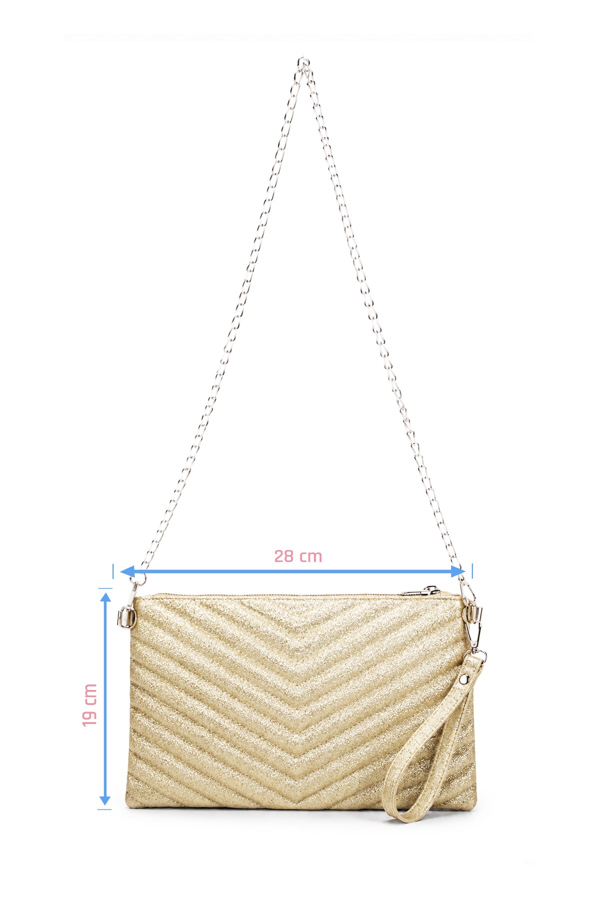 PREMİUM V NAKIŞ Portföy & Clutch Çanta Altın