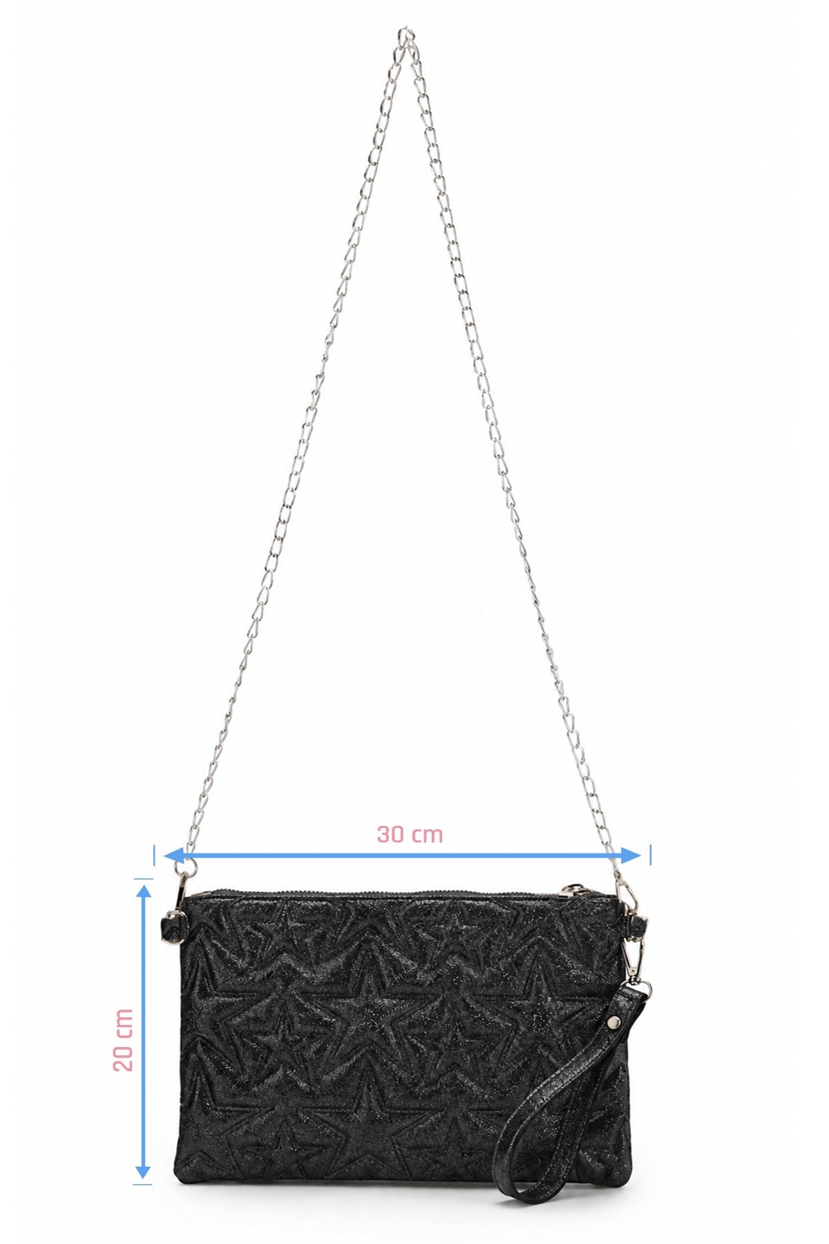 PREMİUM YILDIZLI Portföy & Clutch Çanta Siyah simli