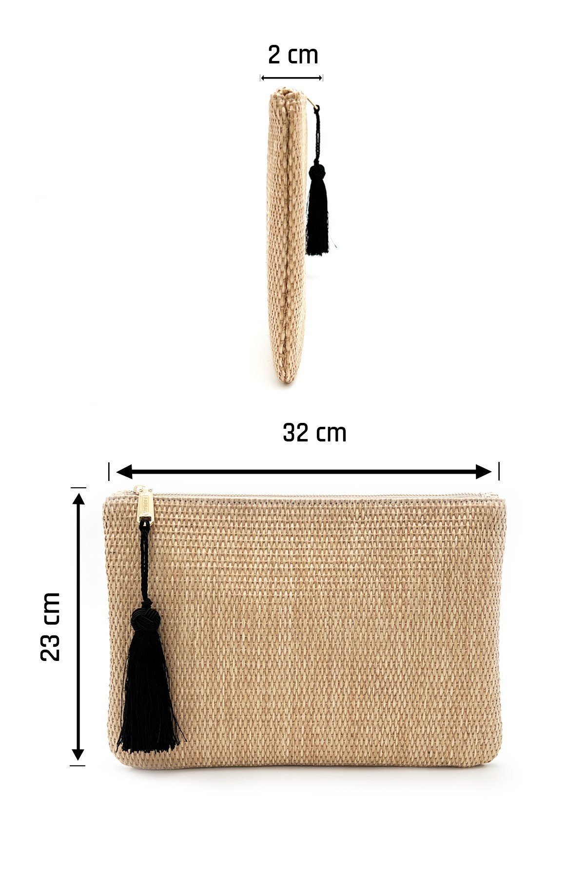SANDY WİCKER CAPPUCCİNO PÜSKÜL KADIN HASIR CLUTCH & PORTFÖY C062204