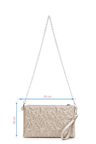 PREMİUM YILDIZLI Portföy & Clutch Çanta Bej vizon
