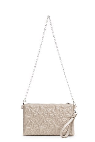 PREMİUM YILDIZLI Portföy & Clutch Çanta Bej vizon