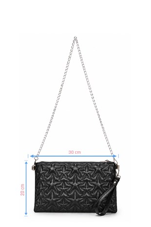 PREMİUM YILDIZLI Portföy & Clutch Çanta Siyah