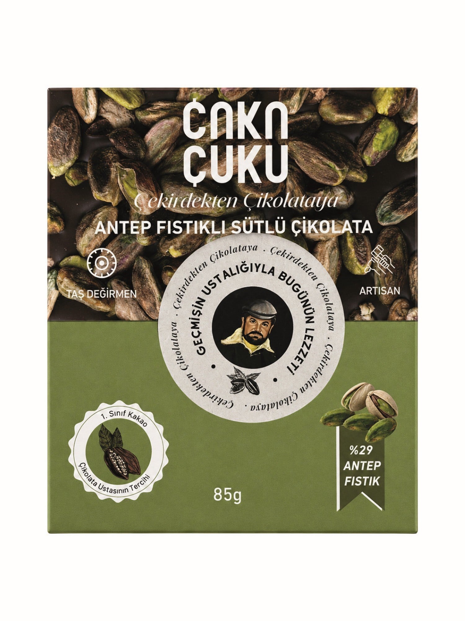Çuku Çuku Tablet Antep Fıstıklı Sütlü Çikolata 85 Gr.