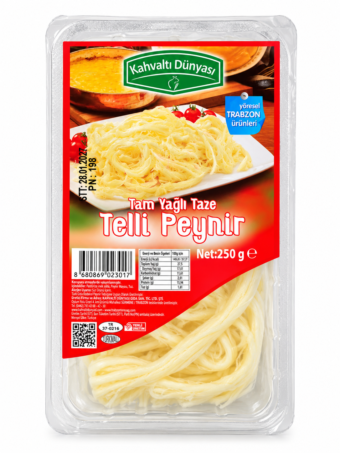 Kahvaltı Dünyası Tam Yağlı Taze Telli Peynir 250 Gr