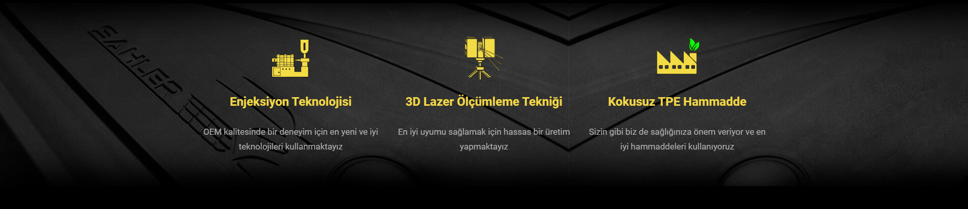 Sahler havuzlu oto paspas enjeksiyon ve 3D lazer teknolojisi ile kokusuz TP hammadde