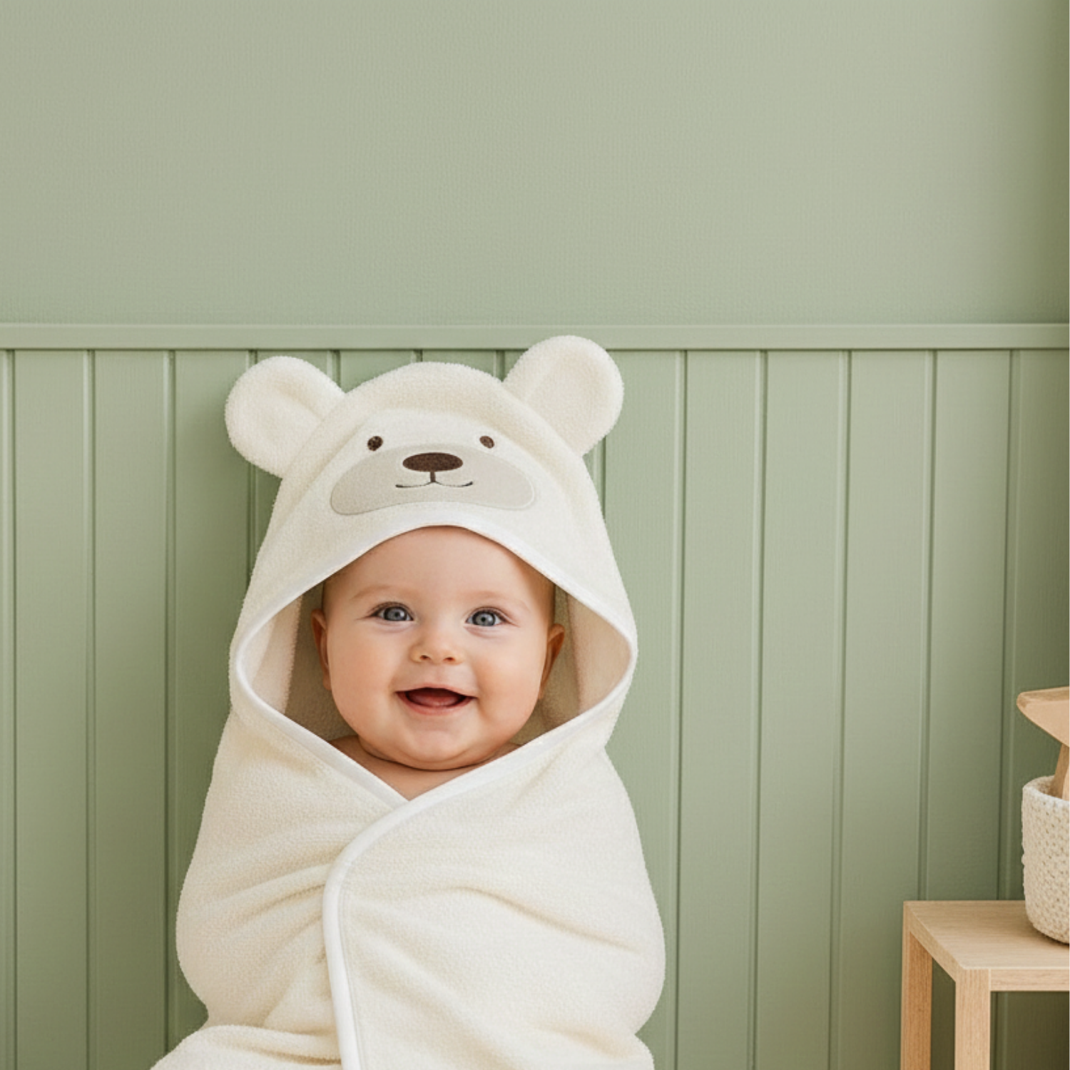 Havlu Kundak - %100 Pamuk Ayıcık Havlu Kundak Bej (75X75 CM) - Miespiga