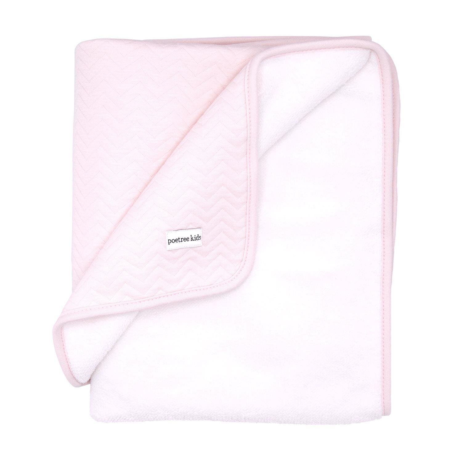 Battaniye - Chevron Light Pink Welsoftlu Bebek Battaniyesi 100x140 - Poetree Kids