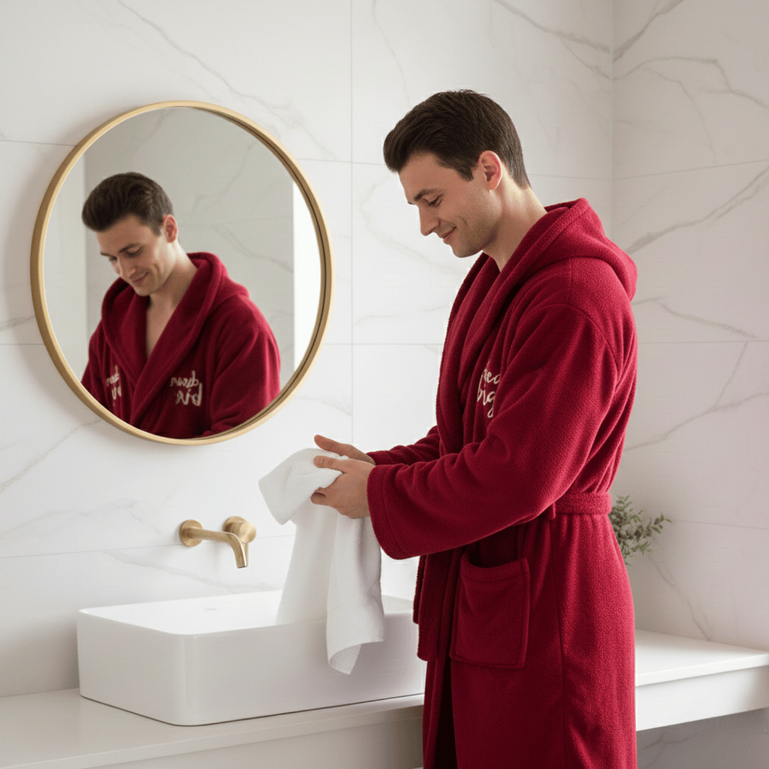 Erkek Sabahlık - Erkek Uzun Welsoft Kapüşonlu Sabahlık - Miespiga