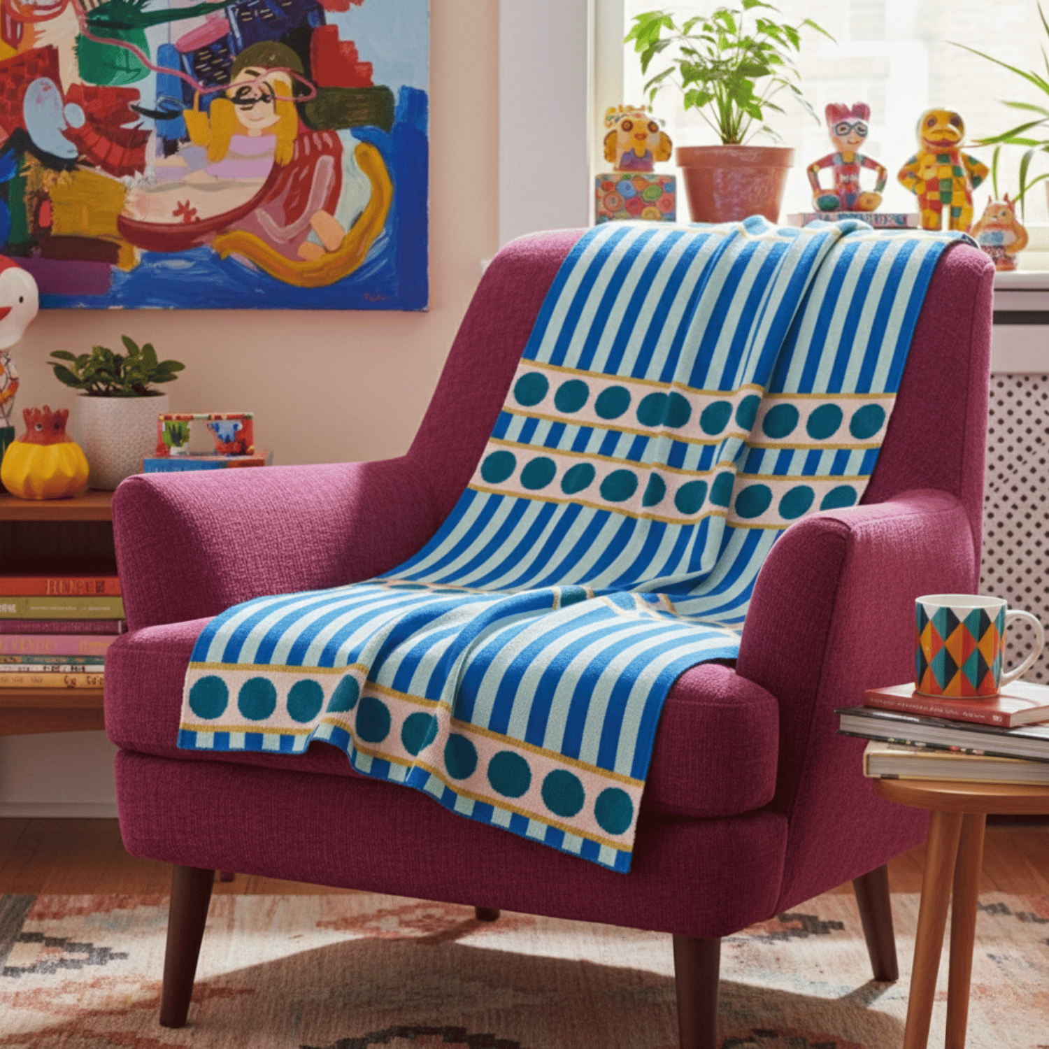 Battaniye - Geometrik Desenli Modern Triko Battaniye - Yumuşak Dokulu Koltuk Örtüsü ve Tv Battaniyesi (130×170 cm) - Miespiga