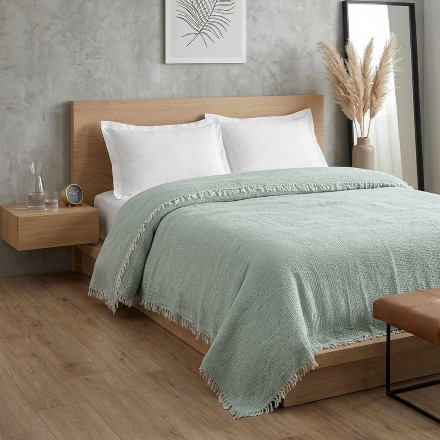 Yatak Örtüsü & Pike - Gold Müslin Çift Kişilik Çift Taraflı Yatak Örtüsü - Miespiga