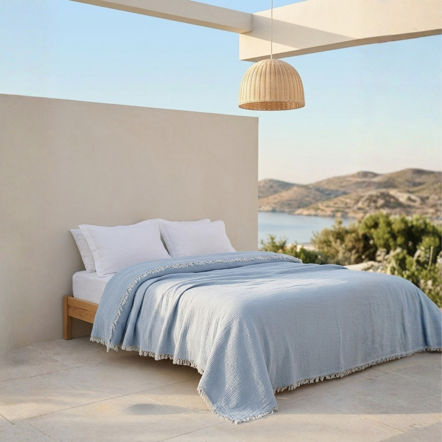 Yatak Örtüsü & Pike - Gold Müslin Çift Kişilik Çift Taraflı Yatak Örtüsü - Miespiga