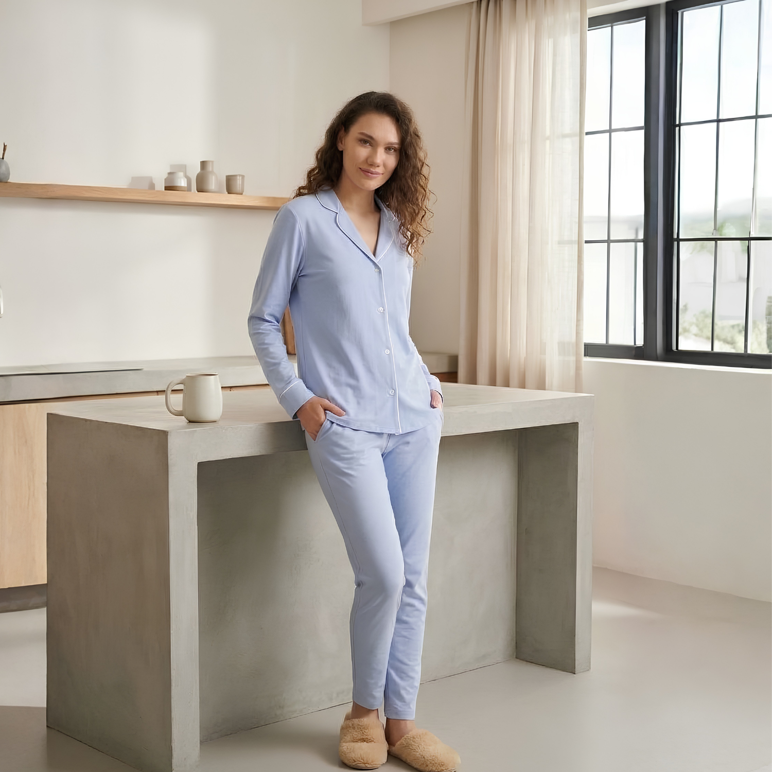 Pijama Takımı - Kadın Gömlek Pantolon Pijama Takımı - Miespiga