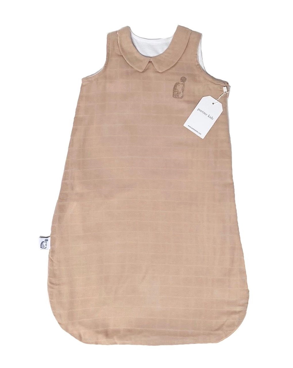 Müslin Uyku Tulumu - Kirpi Nakışlı Bebek Müslin Uyku Tulumu 65 cm - Poetree Kids