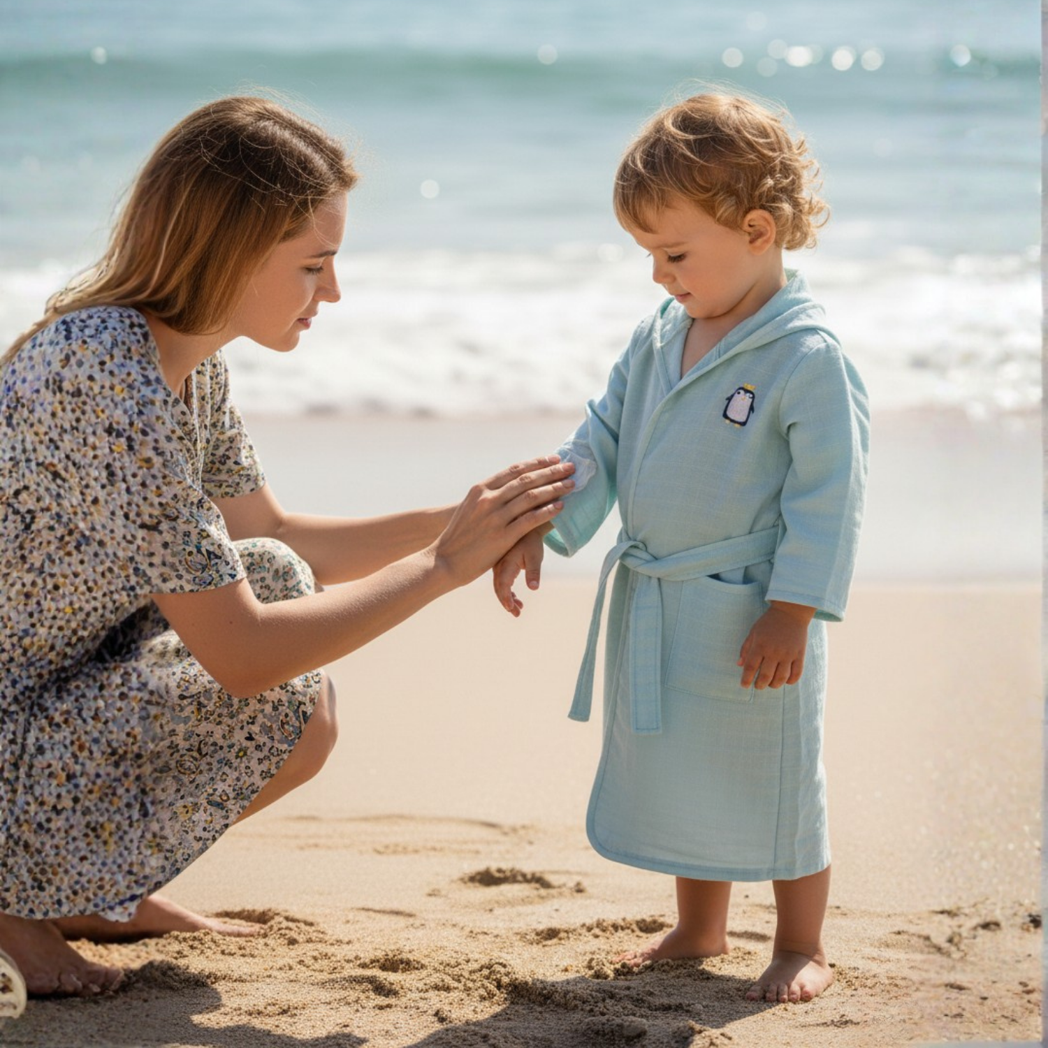 Müslin Bornoz - Penguen Çocuk Müslin Bornoz - Miespiga