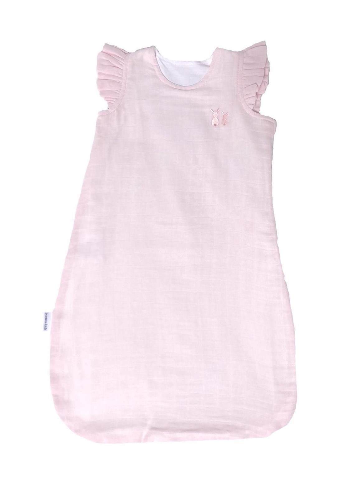 Müslin Uyku Tulumu - Tavşan Nakışlı Bebek Müslin Uyku Tulumu 65 cm - Poetree Kids