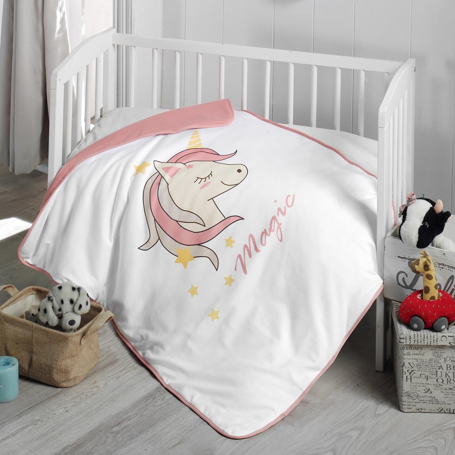 Battaniye - Unicorn Elyaflı Bebek Battaniyesi 75x100 - Miespiga