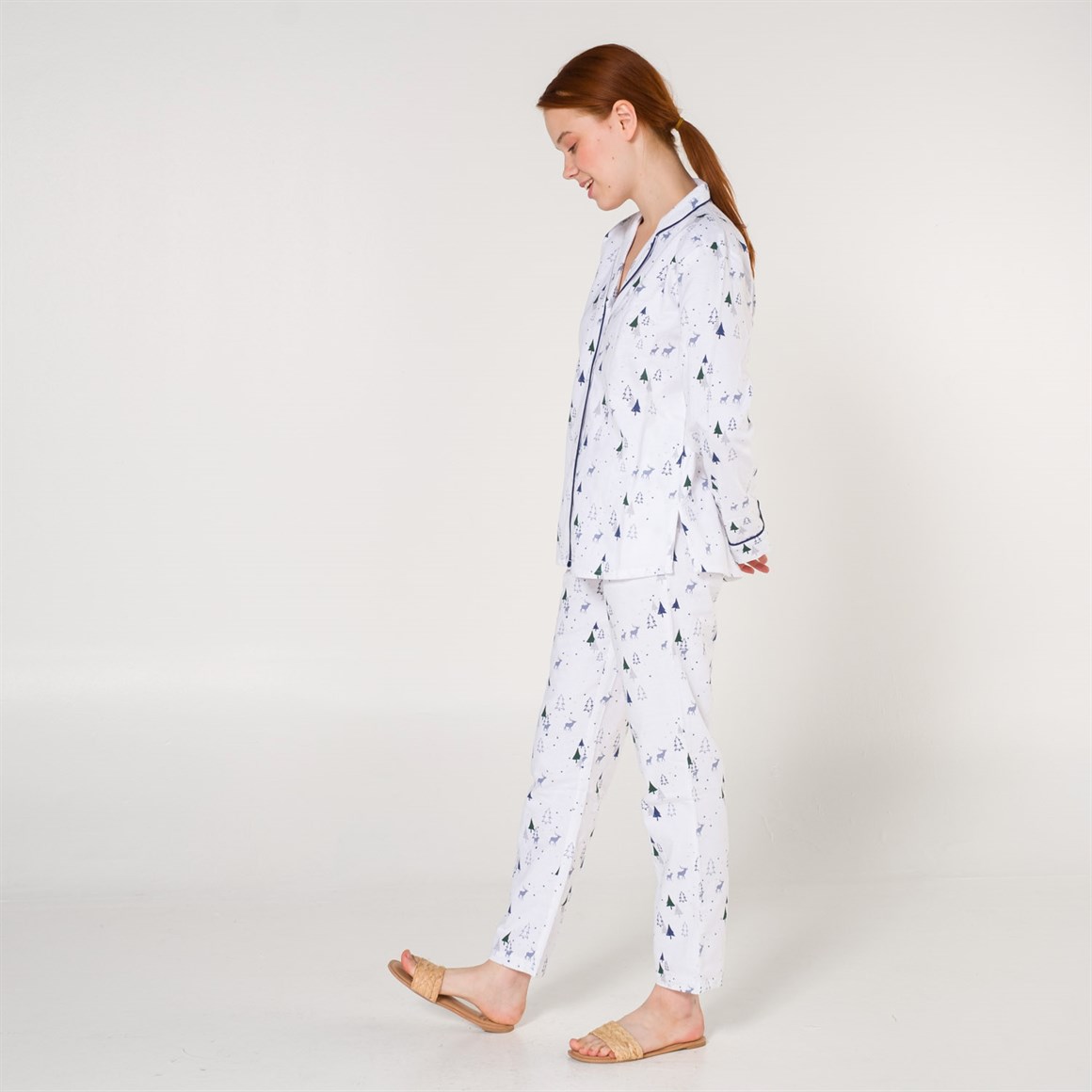 Pijama Takımı - Çam Desenli Kadın Pijama Takımı - Miespiga