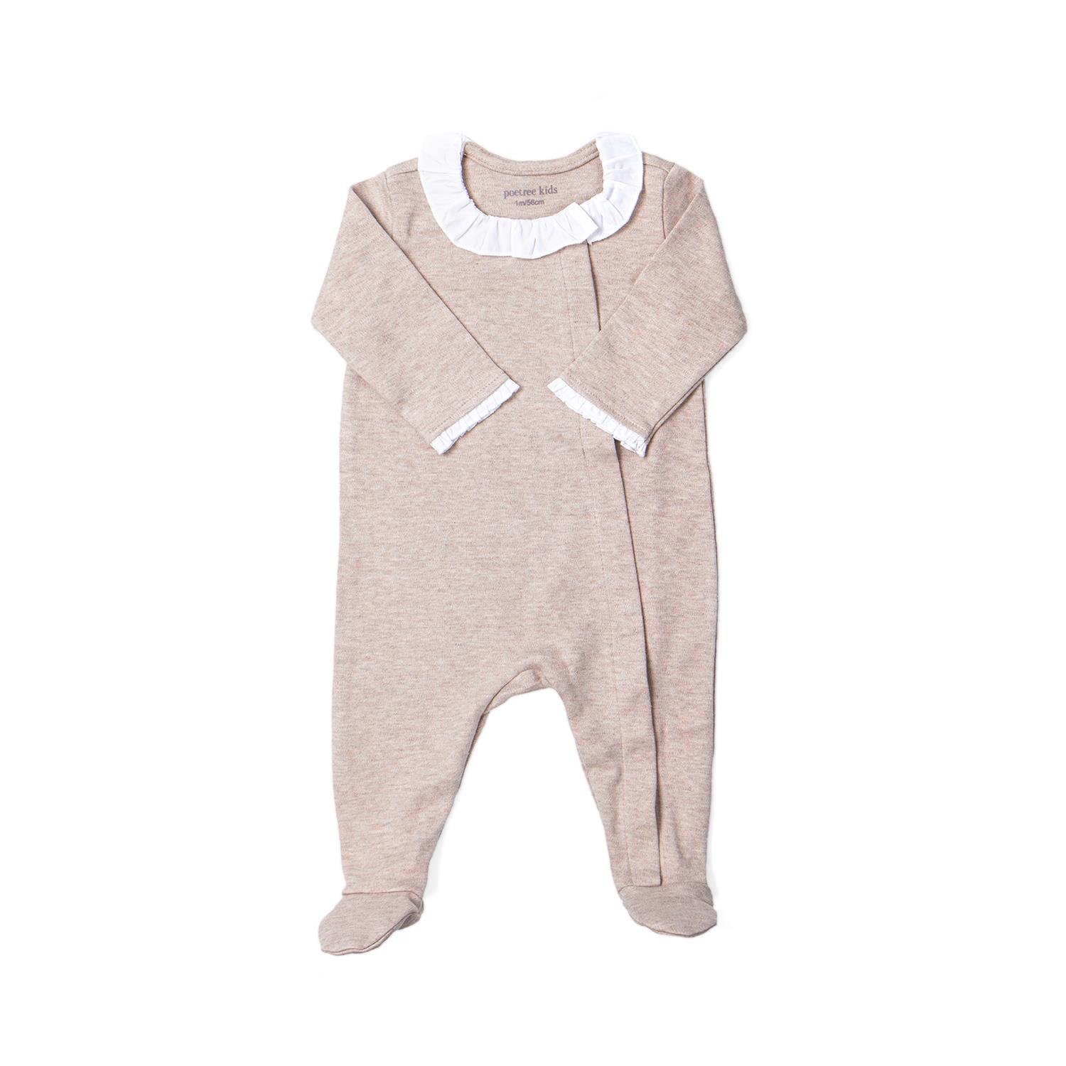 Tulum - Chevron Camel Fırfır Yaka Bebek Tulum - Poetree Kids