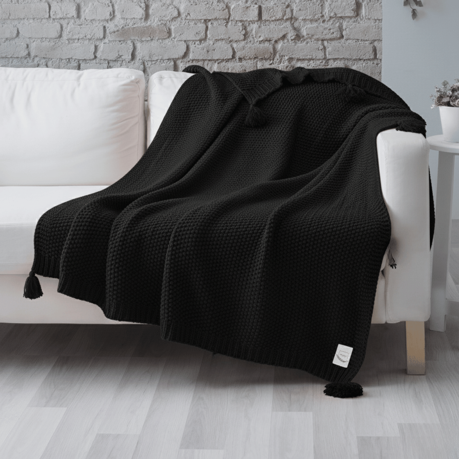 Koltuk Şalı - Coco Pirinç Örgü Ponponlu Triko Tv Battaniyesi Throw Koltuk Şalı - Miespiga