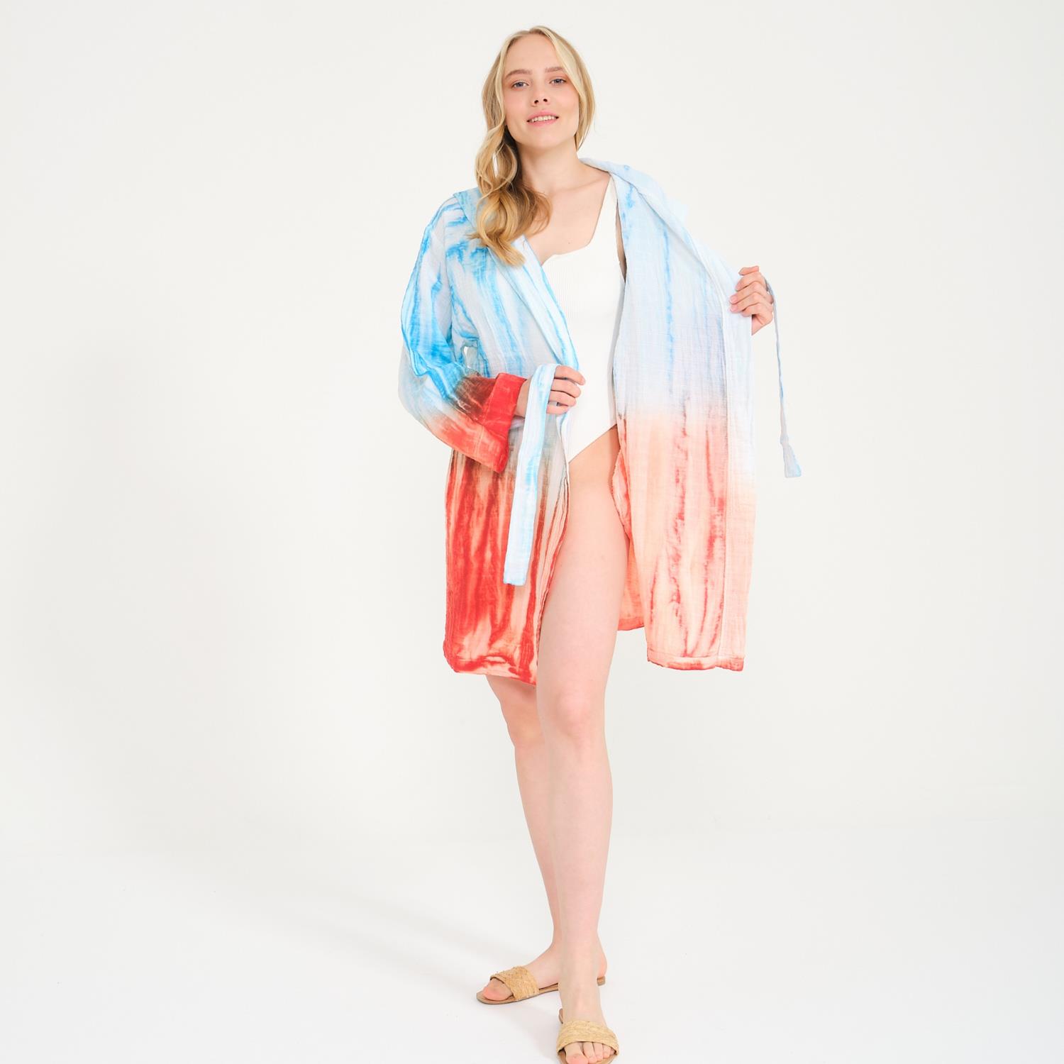 Müslin Bornoz - Colorato Batik Müslin Bornoz - Miespiga