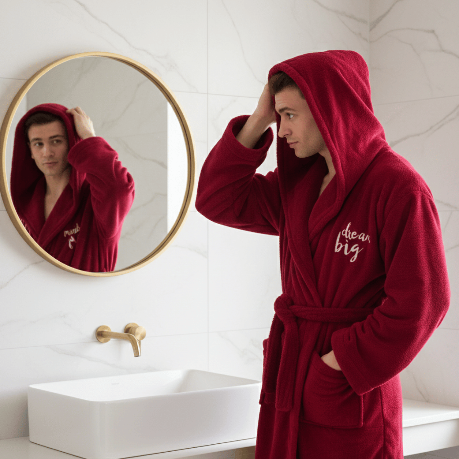 Erkek Sabahlık - Erkek Uzun Welsoft Kapüşonlu Sabahlık - Miespiga