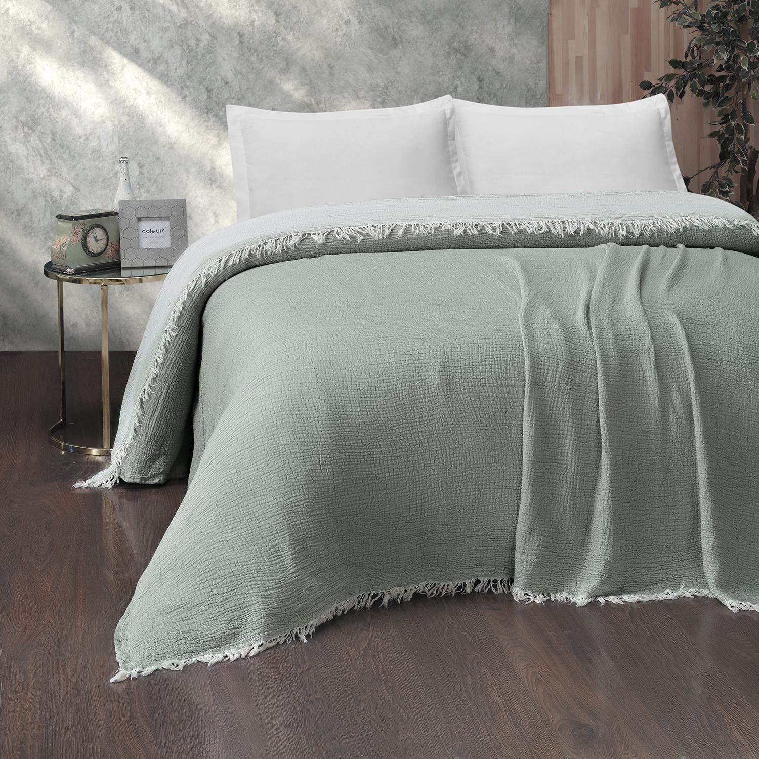 Yatak Örtüsü & Pike - Gold Müslin Çift Kişilik Çift Taraflı Yatak Örtüsü - Miespiga