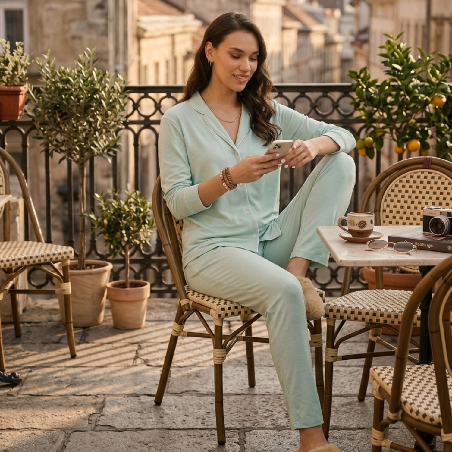Pijama Takımı - Kadın Gömlek Pantolon Pijama Takımı - Miespiga