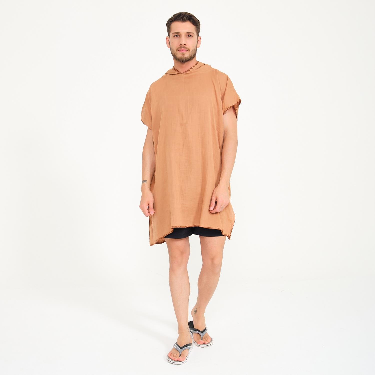 Müslin Panço - Kapüşonlu Erkek Müslin Sörf Panço - Miespiga