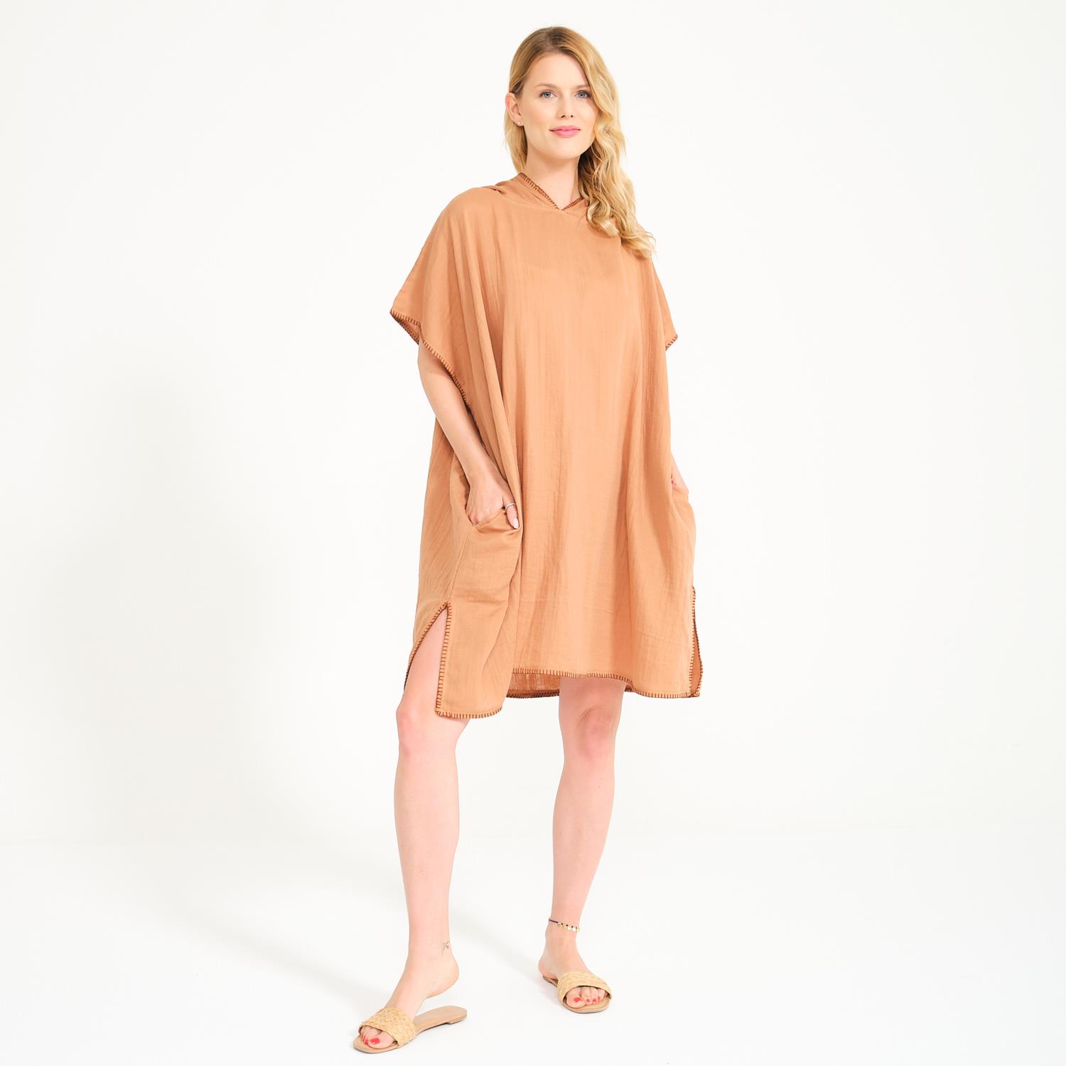 Müslin Panço - Kapüşonlu Kadın Müslin Sörf Yetişkin Panço - Miespiga