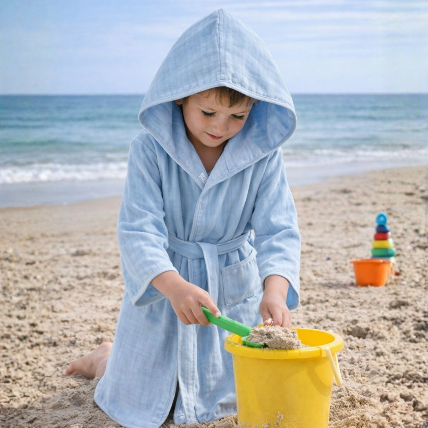 Müslin Bornoz - Pamuklu Kapüşonlu Çocuk Müslin Bornoz - Miespiga