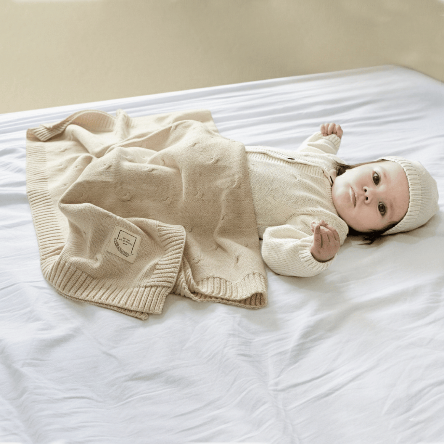 Battaniye - Pamuklu Triko Örgü Bebek Battaniyesi Sycamore - Miespiga