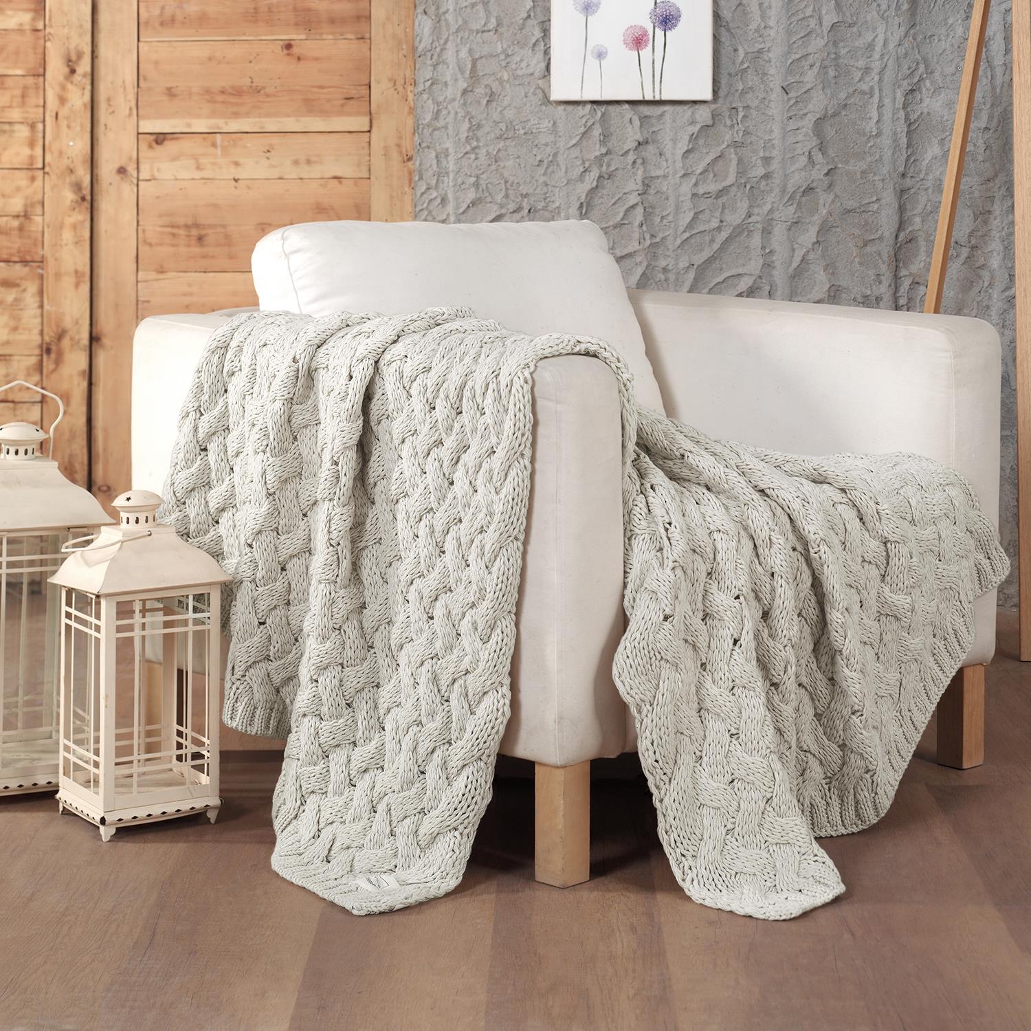 Battaniye - Serenita Saç Örgü Triko Tv Battaniyesi Throw Koltuk Şalı - Miespiga