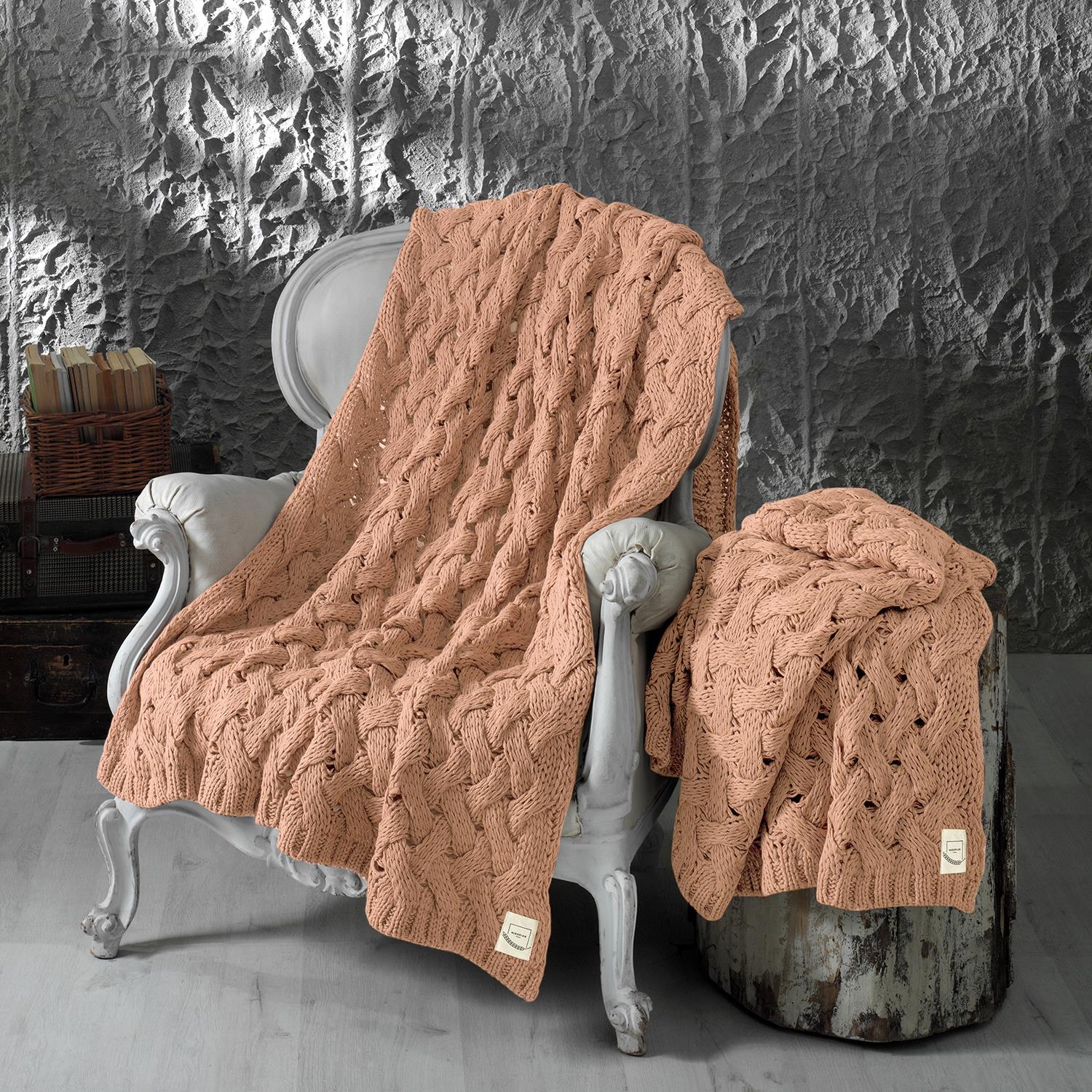 Battaniye - Serenita Saç Örgü Triko Tv Battaniyesi Throw Koltuk Şalı - Miespiga