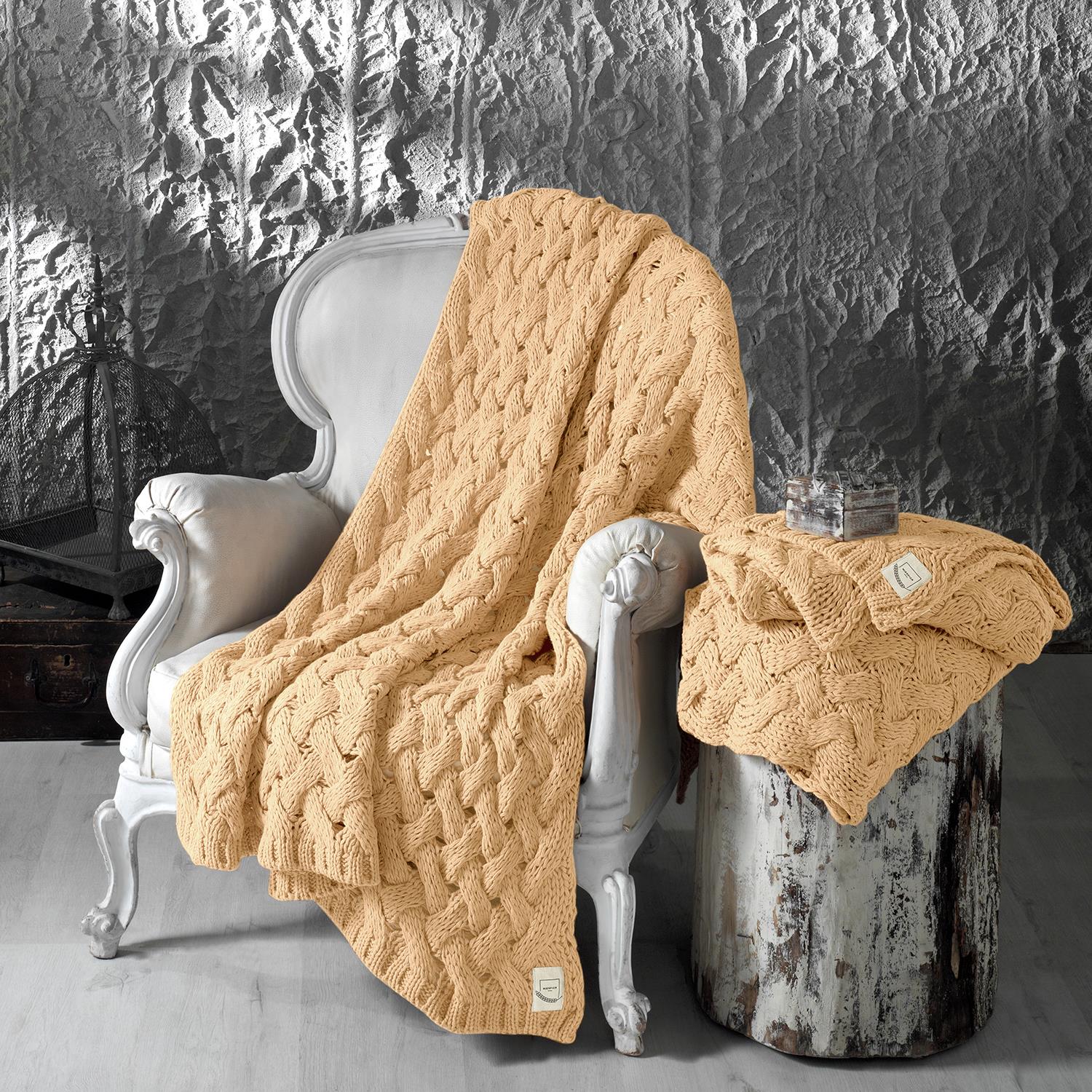 Battaniye - Serenita Saç Örgü Triko Tv Battaniyesi Throw Koltuk Şalı - Miespiga