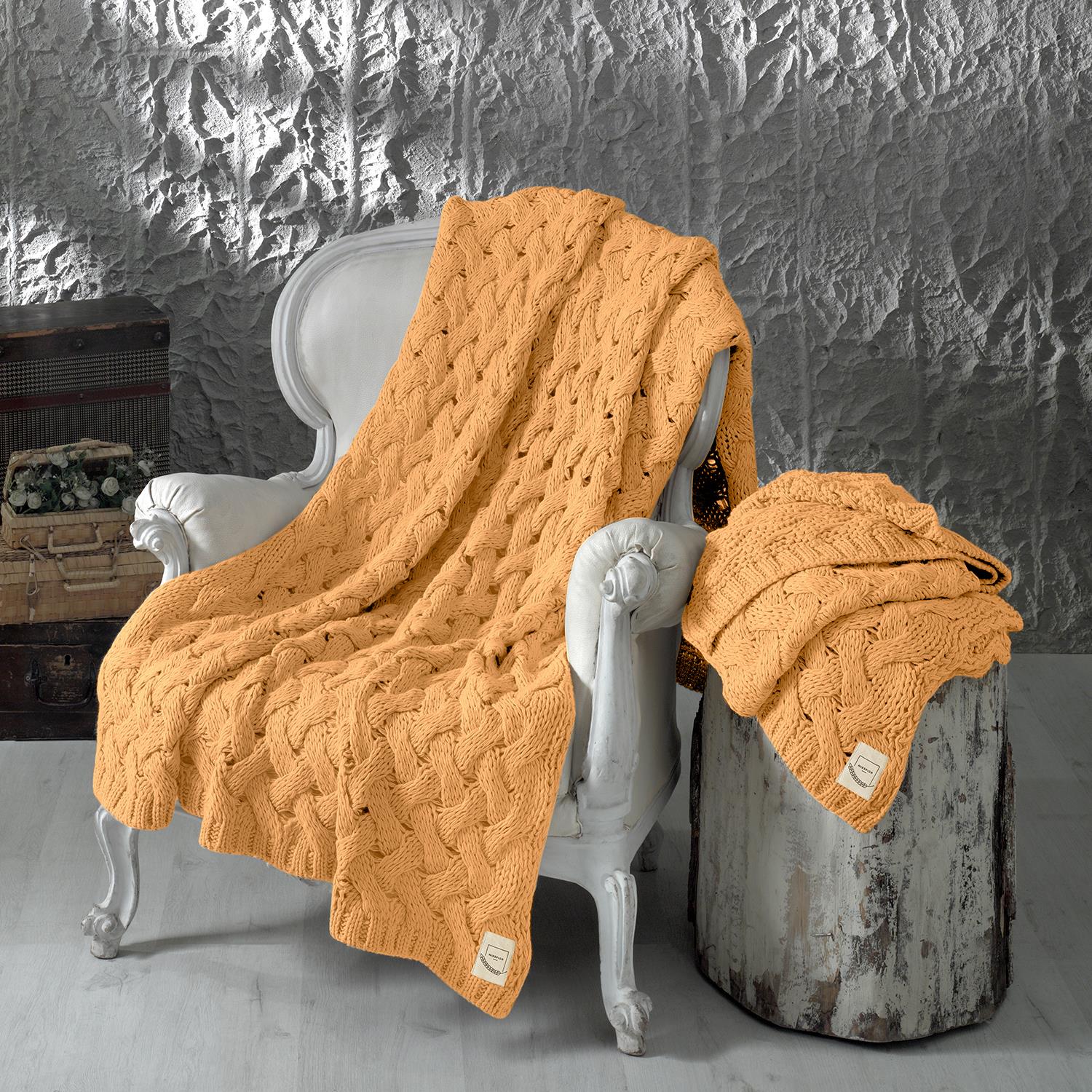 Battaniye - Serenita Saç Örgü Triko Tv Battaniyesi Throw Koltuk Şalı - Miespiga