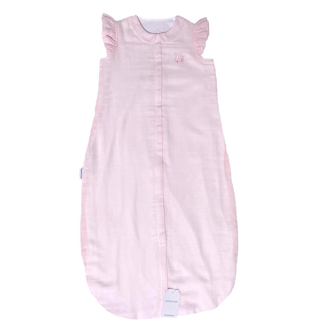 Müslin Uyku Tulumu - Tavşan Nakışlı Bebek Müslin Uyku Tulumu Yazlık 1 Tog 90 cm - Poetree Kids