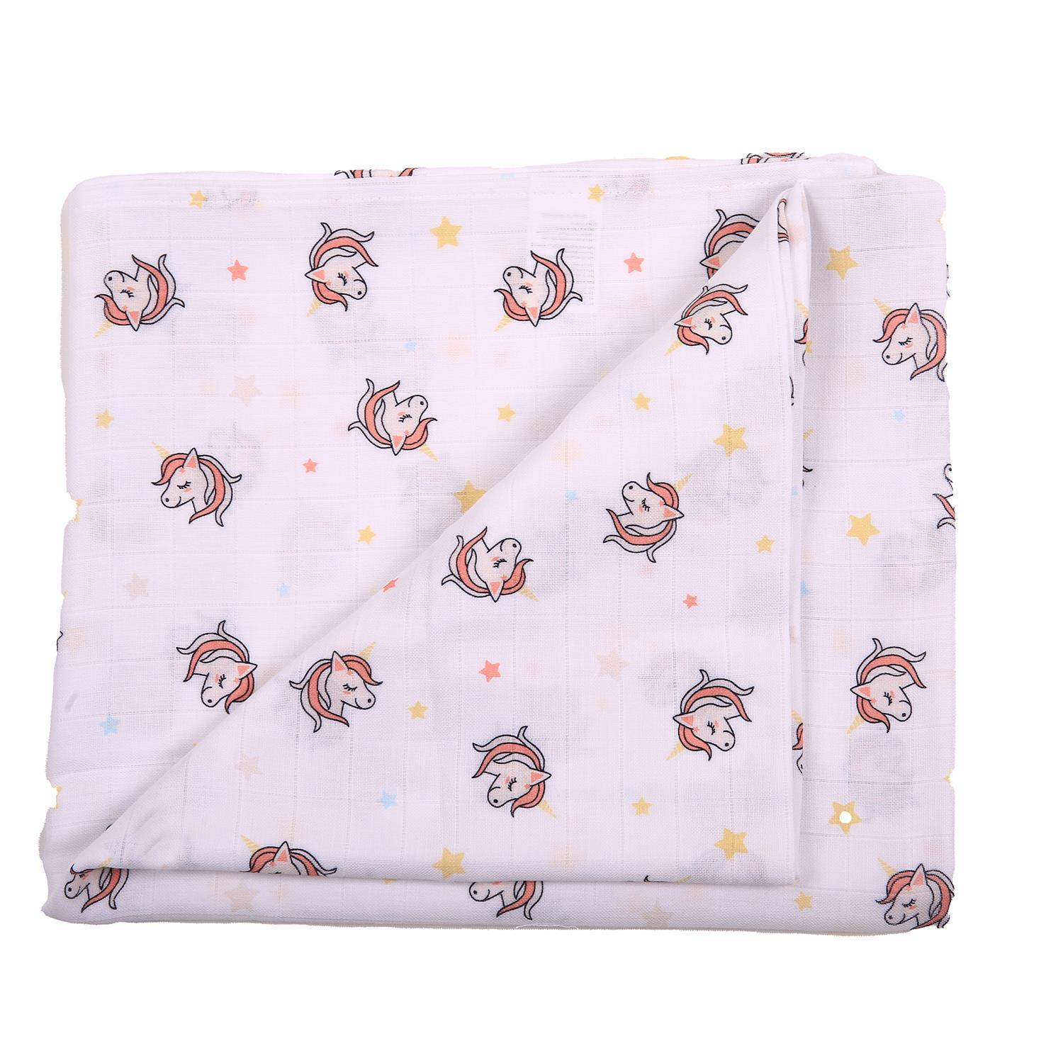 Müslin Örtü ve Battaniyeler - Unicorn Baskılı Tekli Müslin Örtü - Miespiga