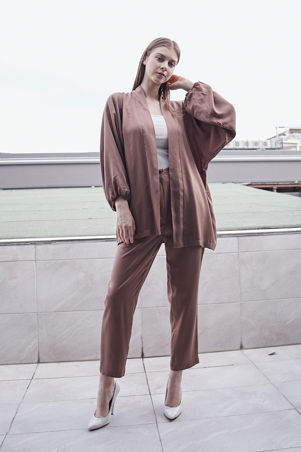 kadın %100 tencel dökümlü iç göstermez smart yazlık pantolon